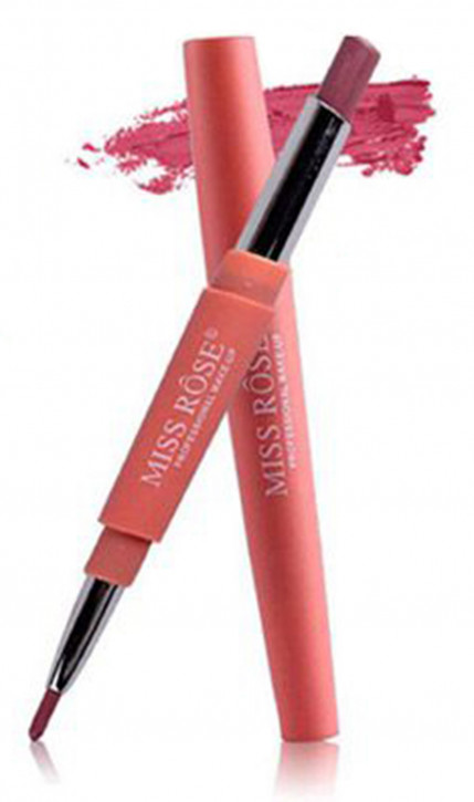 MISS ROSE® Lipliner 2in1 Lipstick (Violet Fatale 07) Lippenstift - Lippenkonturliner
