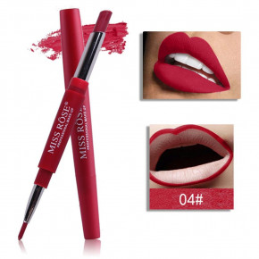 MISS ROSE® Lipliner 2in1 Lipstick (Ruby Lush 04) Lippenstift - Lippenkonturliner