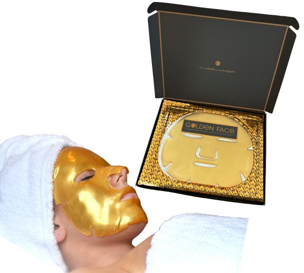 Golden Face Gesichtsmasken im Karton mit Model