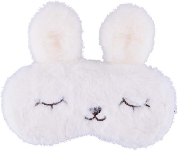 Schlafmaske Kuschelhase weiss einzel
