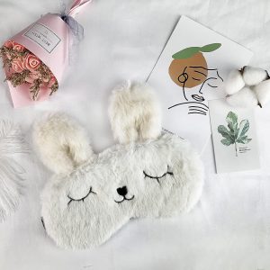 Schlafmaske Kuschelhase weiss 2