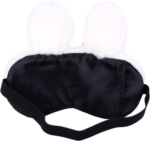 Schlafmaske Kuschelhase weiss Rückansicht